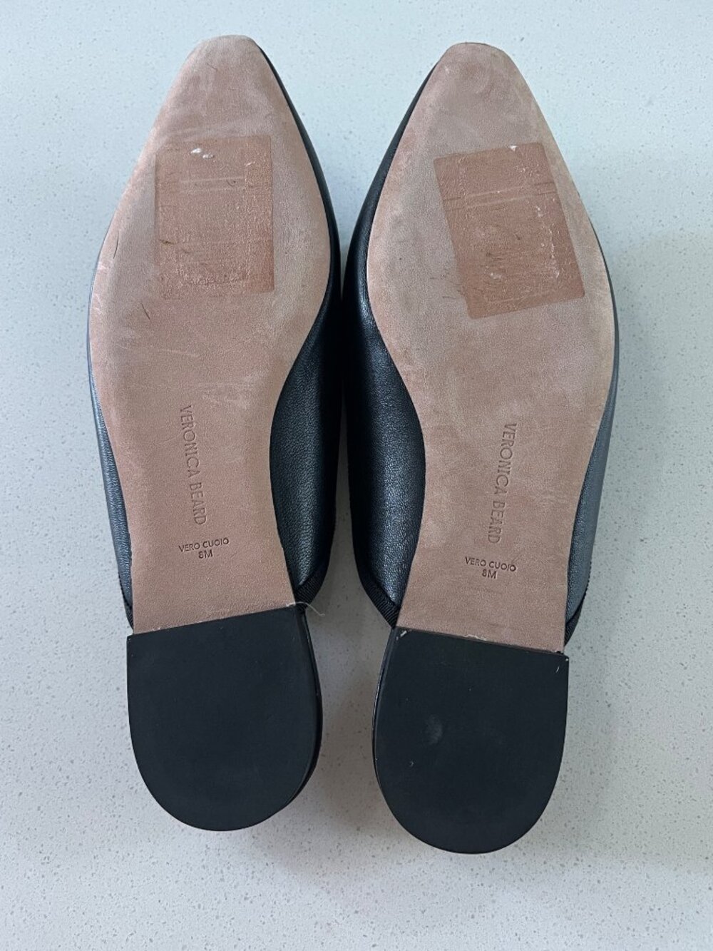 VERONICA BEARD Catherine BLACK Leather Mules SLIDES FLAT SIZE 8 - Picture 6 of 7